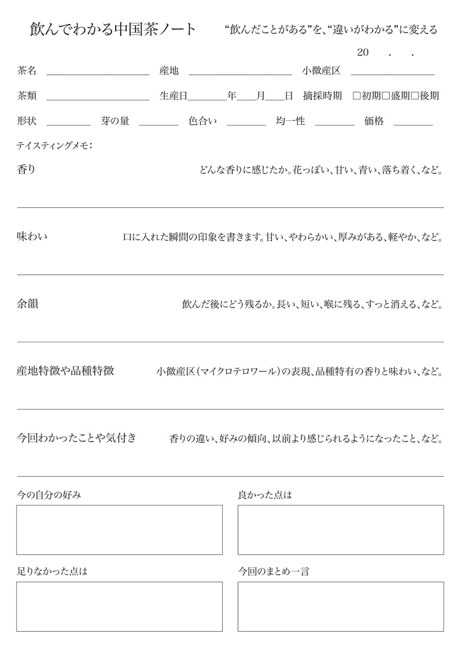 飲んでわかる中国茶ノート サンプル画像